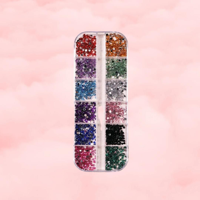 12 Grid Multi Coloured Round Small Gems