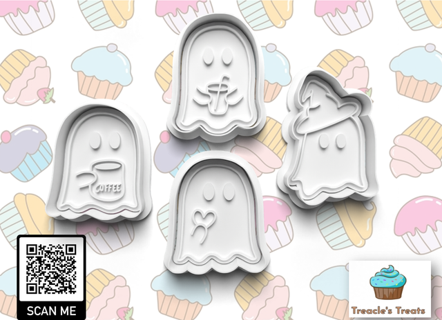 Halloween Ghost theme Fondant/cookie stamps with cutters 0701