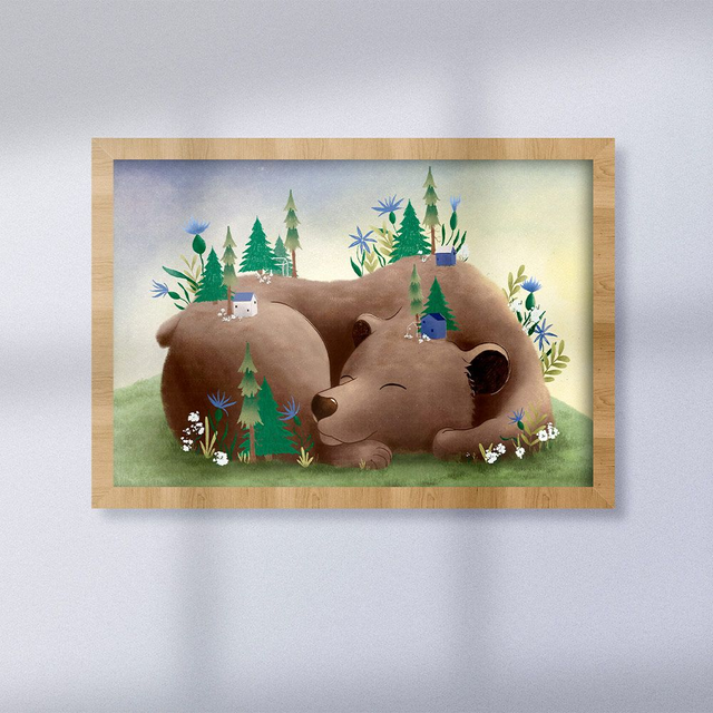 "Ours endormi" Affiche A5, A4 ou A3