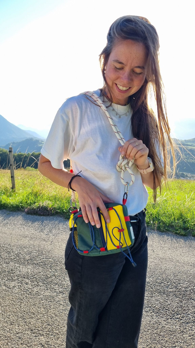 Sac upcyclé dominante vert et jaune