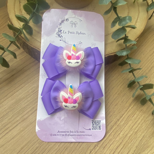 Paire de barrettes licorne 