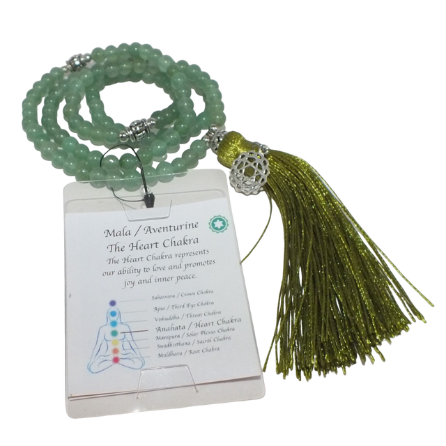 Mala ketting 108 kralen Hart Chakra Goen Aventurien Anahatachakra Edelsteen