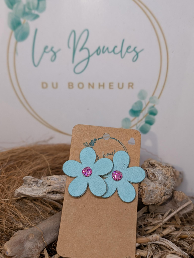 Boucles d&#039;oreilles Baby Marguerite bleu  bm059