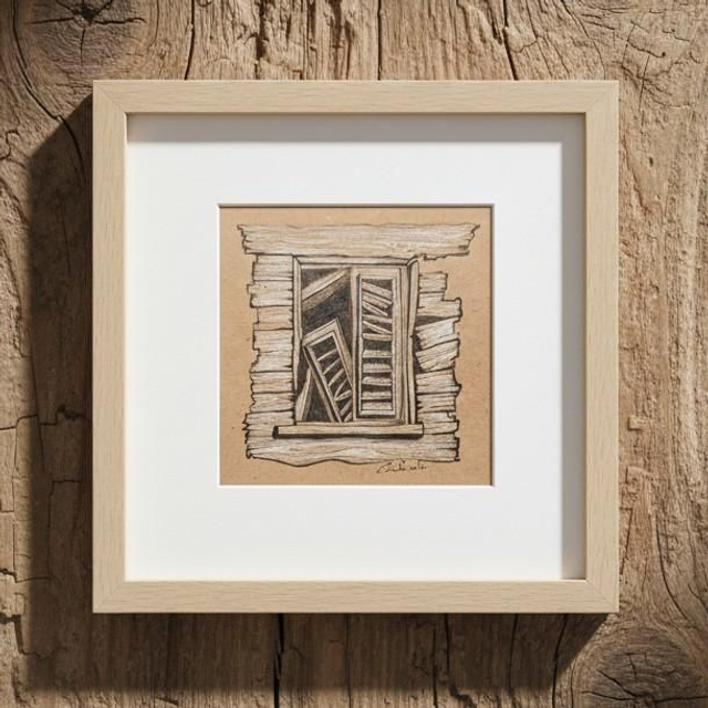 Encre et crayon - case créole - Jalousie #2