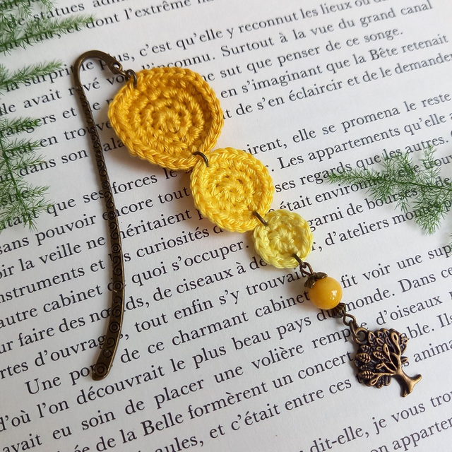 Marque-pages jaune et bronze - Arbre de vie