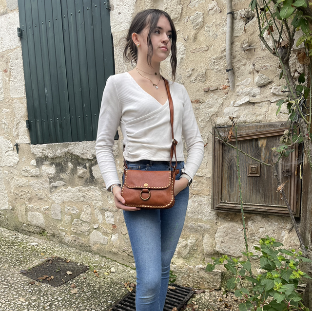 Besace en cuir vieilli