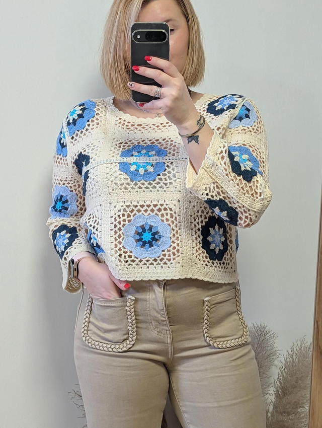 Pull bohéme Anaé bleu