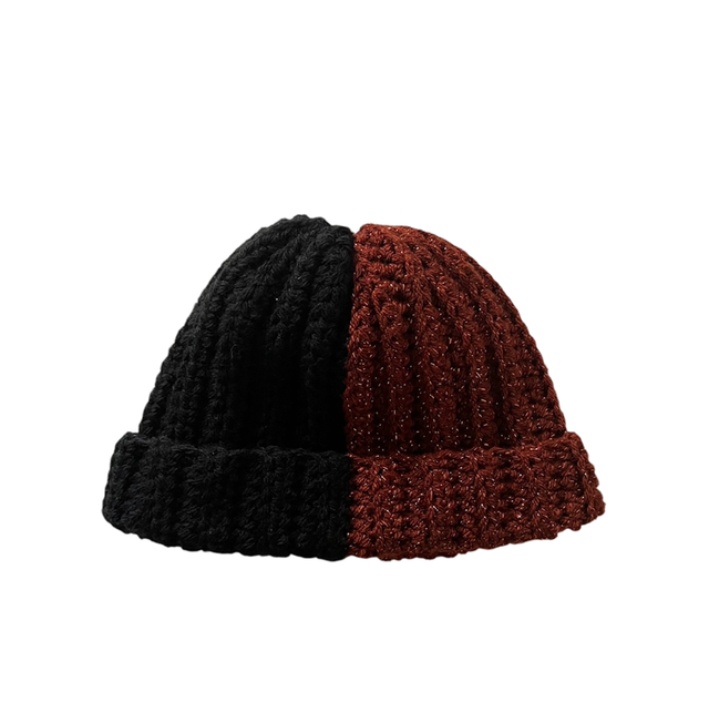 Bonnet bicolore noir marron