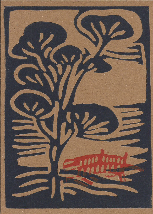 Lino-carte Pont rouge