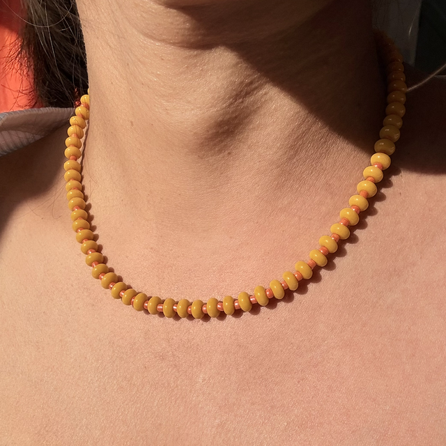 NOLA - Orange and Yellow Beaded Choker Necklace