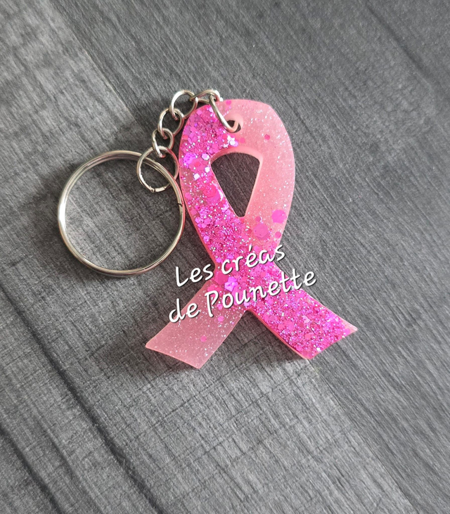 Porte clé ruban rose