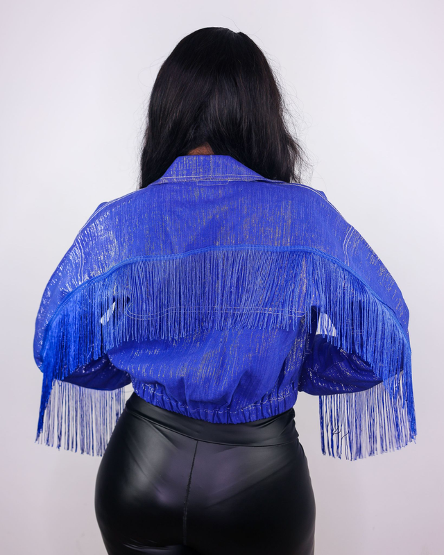 Veste à frange (bleu) en pré-commande