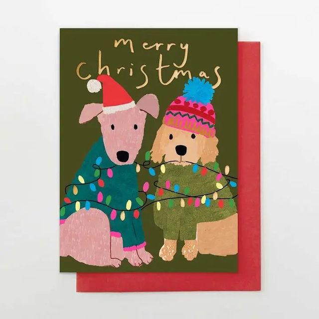 Christmas Card - Dogs in Lights