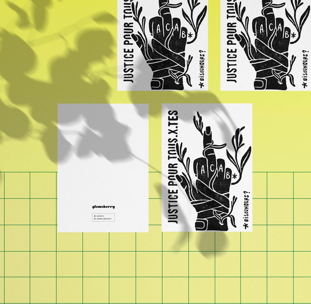 Linogravure "Justice pour tous.x.tes"