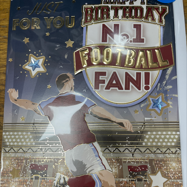No 1 football fan birthday card (maroon)
