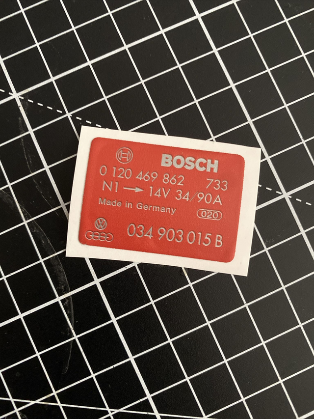 Bosch Alternator Sticker 90Amp 034903015B