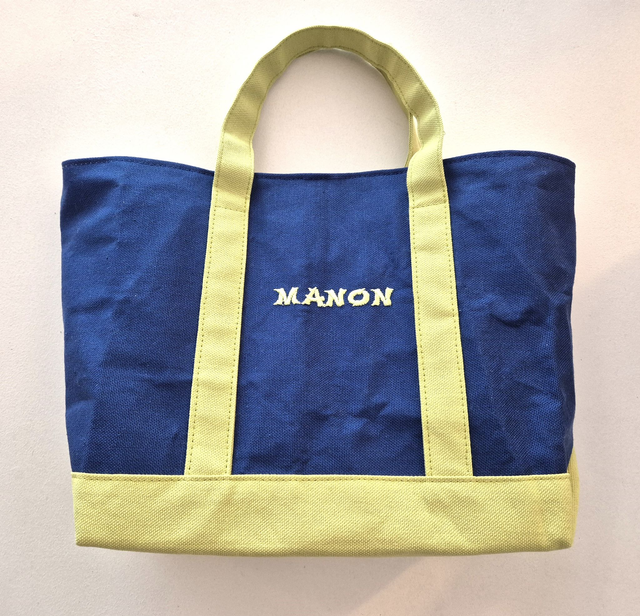 Sac en coton bleu et vert personnalisé Modèle Agnès