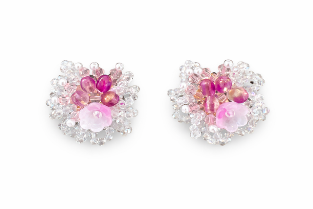 Pendientes acero plateado y perlas 