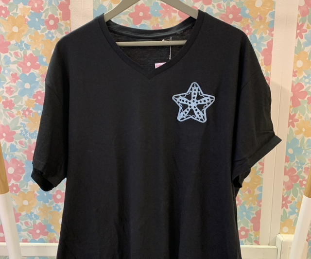 T-shirt Noir Broderie Etoile de Mer - 4XL