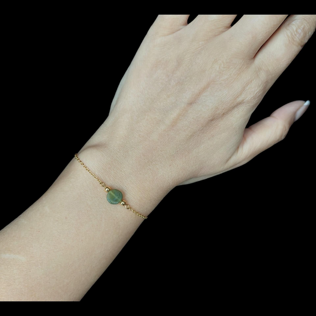 Bracelet pierre Calcédoine verte 