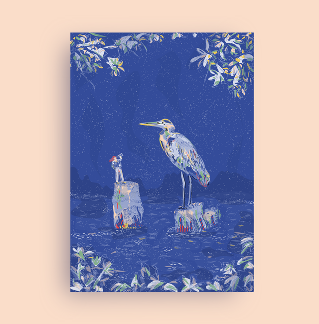 Illustration Héron (A4)