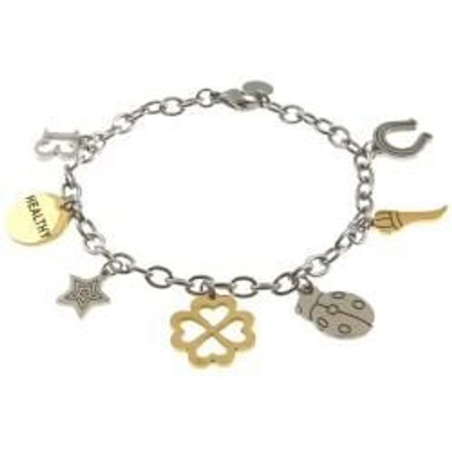 Bracciale donna in acciaio con portafortuna health 