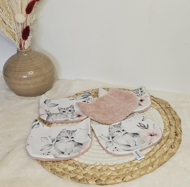 LINGETTE LAVABLE FILLE, CHOIX TISSUS ET FORME LOTS DE 5 COTONS