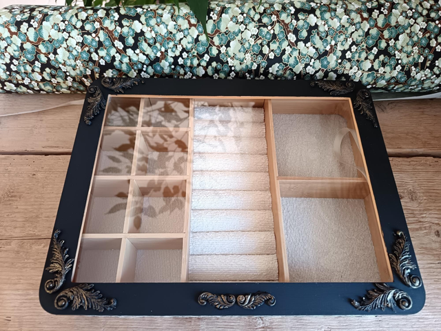 Boîte à bijoux - papier washi - fleurs de prunier - bambou - verre - moulures - La&amp;Titia 