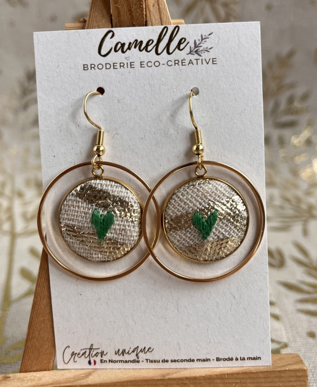 Boucles d’oreilles brillante/verte