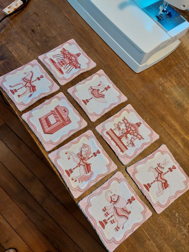 Lingettes fête foraine roses : lot de 8