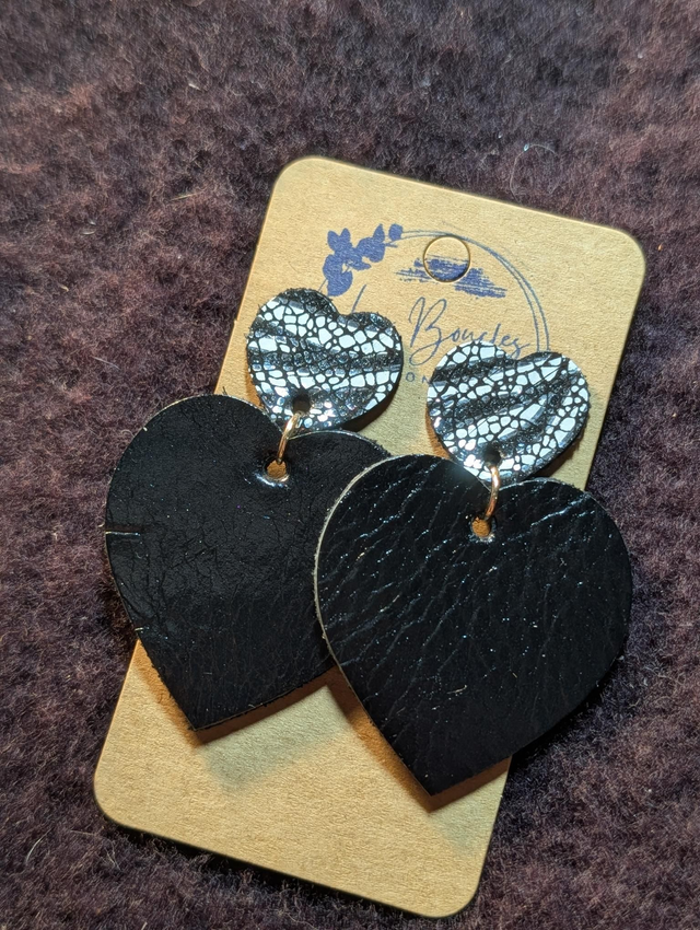 Boucles d'oreilles Louise noir zèbre lo035