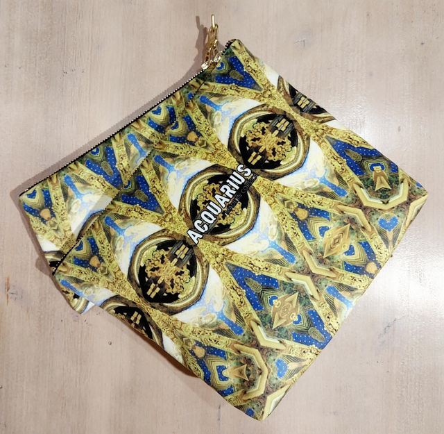 Valencia Jaune. Pochette et trousse en velours. 