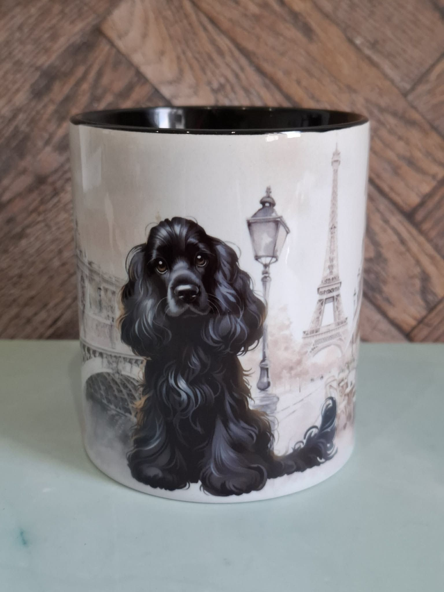 Collection Parisienne mug noir coeur cocker 