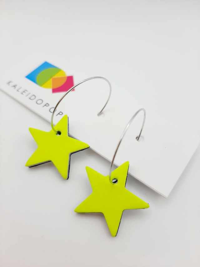 Reversible star hoops - neon yellow 
