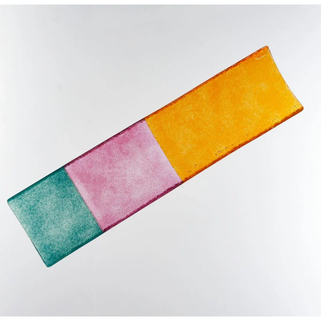 Artisano serveerschaal glas Groen/Roze/Geel - Cavari Atelier