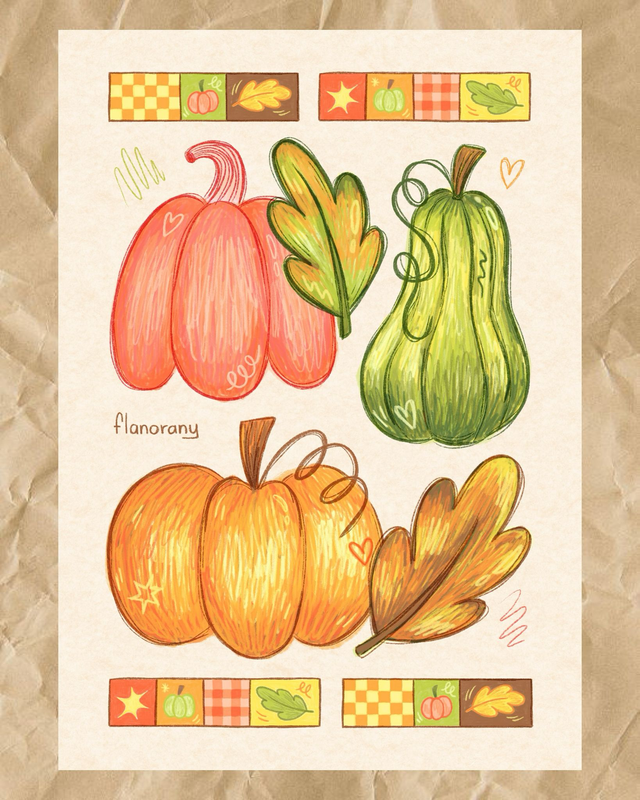 Pumpkin Gathering ~ lot de 7 stickers
