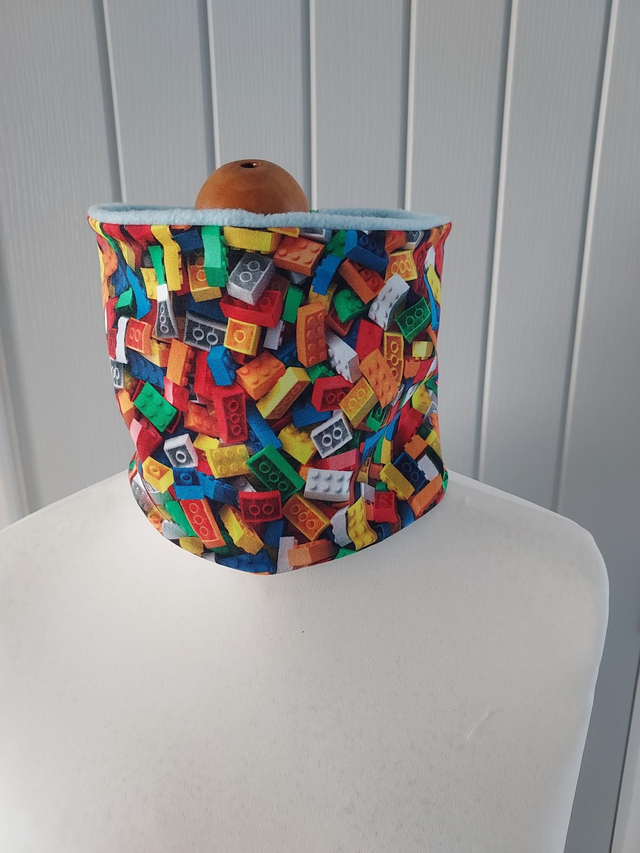 Lego Neck Warmer, Snood with Baby Blue Fleece,
