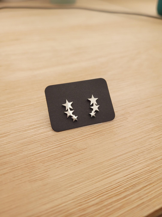 Stainless steel 3 star stud earrings - SL-005