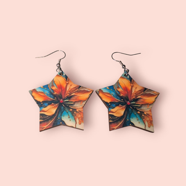N°16 Boucles d'oreilles étoile fantaisie hypoallergénique 