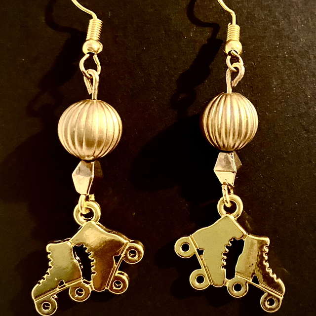 Roller Skate Earrings-Gold