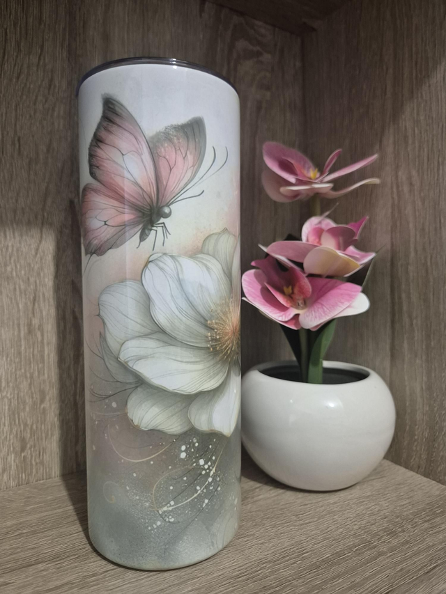 Gourde isotherme fleur et papillon 