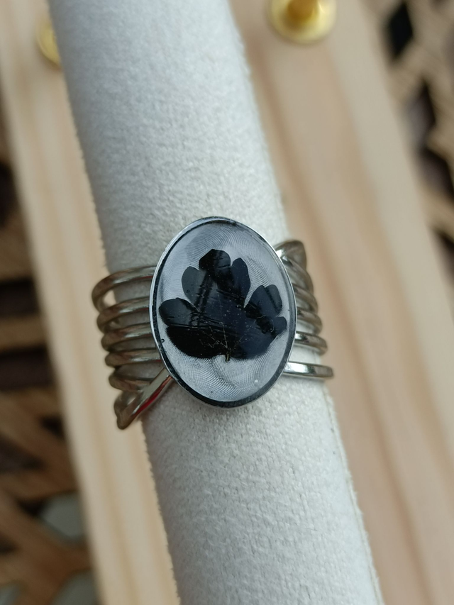 Bague Large Multirangs - Argent - Feuille noire