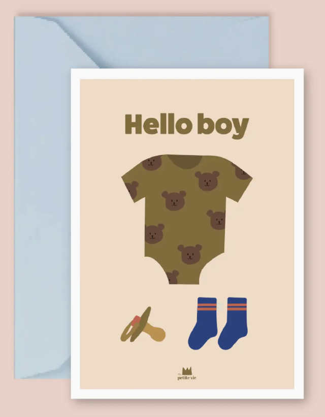 Carte "Famille" : Hello Boy (avec enveloppe)