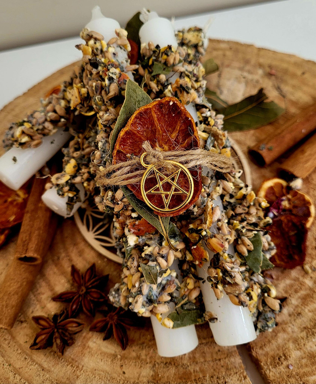 Bougies ritualisées Chance &amp; Abondance (la paire)