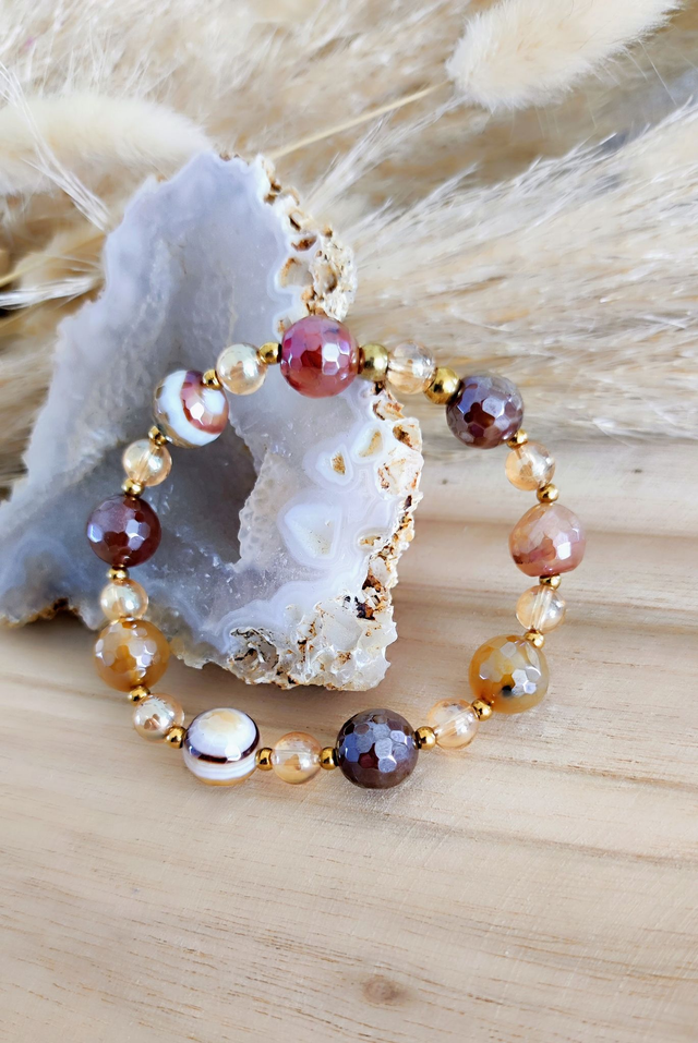 Bracelet "Équilibre et Harmonie" Agate facettée