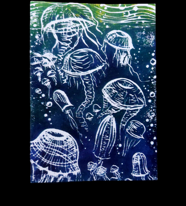 Jellyfish rising deep x3 cards A6