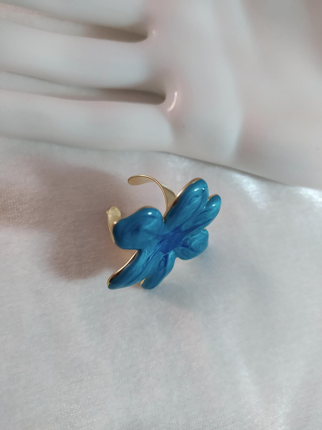 Bague Fleur vert turquoise