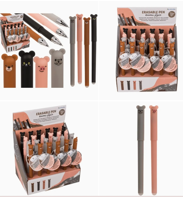 Stylo effaçable 14 cm, assortiment de 4 modèles