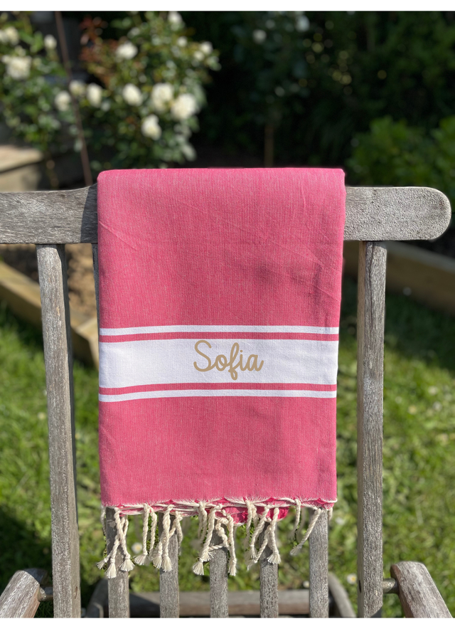 Fouta rose foncé - Personnalisable