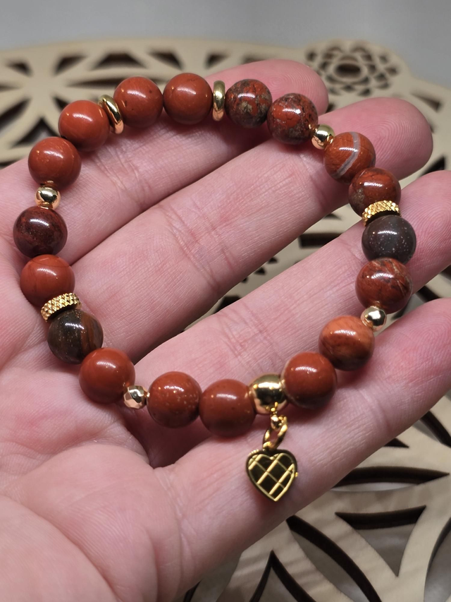 Bracelet Jaspe rouge 0,8 cm